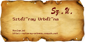 Sztáray Urbána névjegykártya